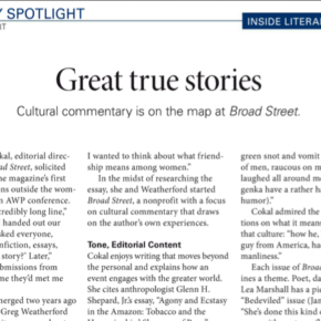 The Writer magazine features BROAD STREET.