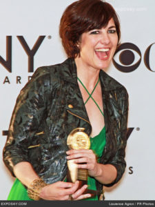 06/10/2012 - Paloma Young - 66th Annual Tony Awards - Press Room - Jewish Community Center, 334 Amsterdam Avenue at 76th Street - New York City, NY, USA - Keywords: Best Costume Design of a Play, statuette, lime green dress, dark jacket, bracelet, "Peter and the Starcatcher" Orientation: Portrait Face Count: 1 - False - Photo Credit: Laurence Agron / PR Photos - Contact (1-866-551-7827) - Portrait Face Count: 1